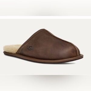 Ugg Scuff Suede Logo Men Slipper Sandal Espresso‎ Brown Dark Chocolate Sz 11 GUC